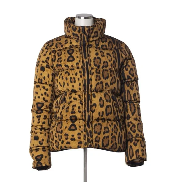 $625 SAM “Elsa” Leopard-Print Down Puffer Jacket — Women’s Small - Picture 2 of 8